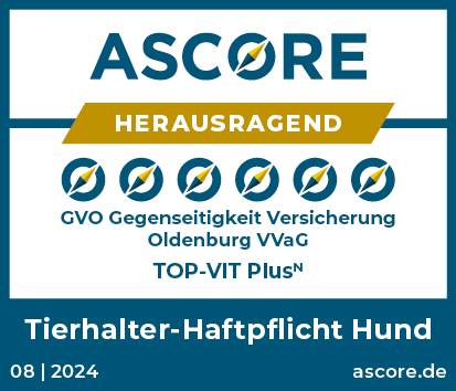 GVO Versicherung -  Siegel ASCORE TOP-VIT PlusN Tierhalter-Haftpflicht Hund herausragend